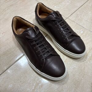 Crownhill Shoes Men's Brown Leather Sneakers